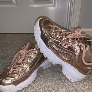 Rose gold Fila sneakers